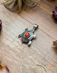 Sterling Silver Turtle Pendant with Spiny Oyster