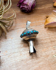 Sterling Silver Blossom Pendant with Kingman Turquoise – Native Made by M.S.