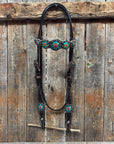 Dark Oil Floral Capri, Fire Opal, Teal Browband/One Ear Breastcollar Tack Set 