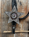 Black Oil Floral Jet and Stars Browband/One Ear Breastcollar Tack Set 