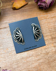Sterling Silver Half Cluster Concho Earrings – Native Made by L. Tahe (Navajo Artist)