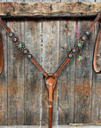 Light Oil Floral Fern, Clear Browband/One Ear Breastcollar Tack Set 