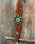 Light Oil Floral Fern, Clear Browband/One Ear Breastcollar Tack Set 