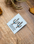 Sterling Silver Cactus Stud Earrings with Kingman Turquoise