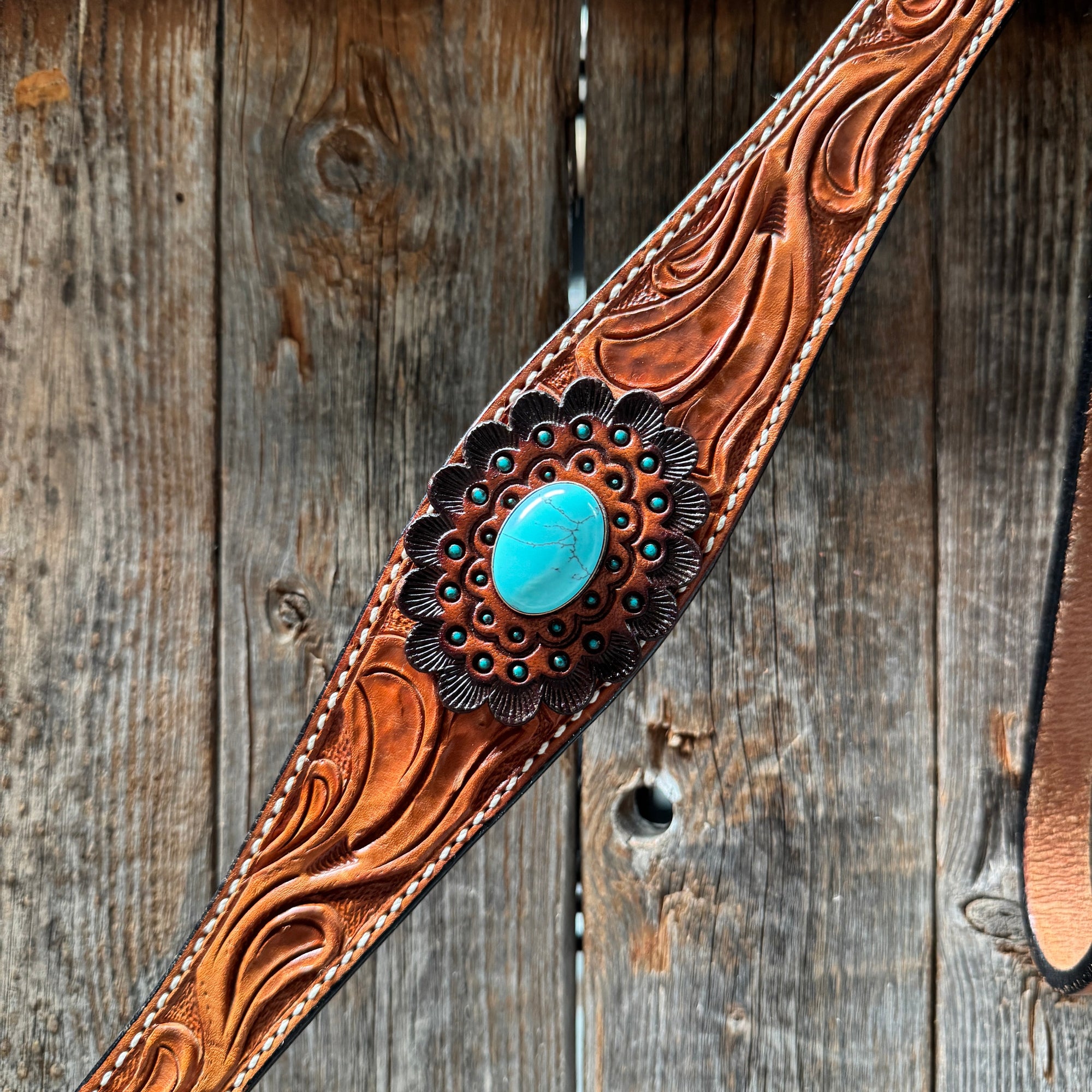 Light Oil V Brow Turquoise Cabochons Browband &amp; Breastcollar Tack Set 
