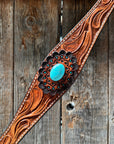 Light Oil V Brow Turquoise Cabochons Browband & Breastcollar Tack Set 