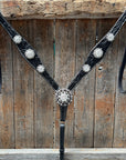 Black Oil V Brow Clear Browband & Breastcollar Tack Set 