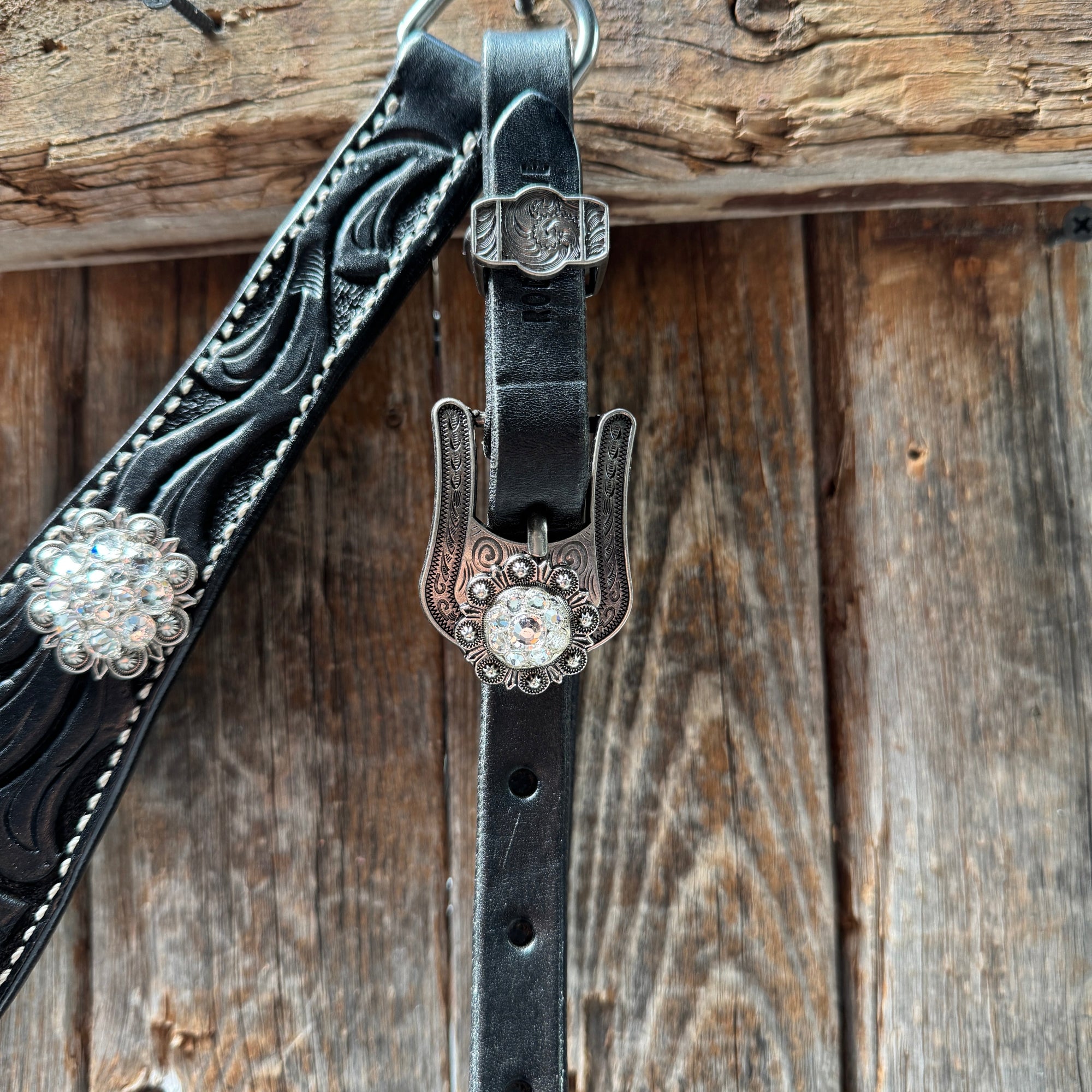 Black Oil V Brow Clear Browband &amp; Breastcollar Tack Set 