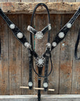 Black Oil V Brow Clear Browband & Breastcollar Tack Set 
