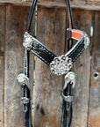 Black Oil V Brow Clear Browband & Breastcollar Tack Set 