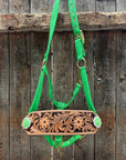 Lime Nylon Horse Halter – Bronc Noseband with Crystal Conchos NH102