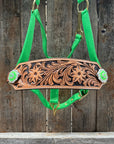 Lime Nylon Horse Halter – Bronc Noseband with Crystal Conchos NH102