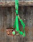 Lime Nylon Horse Halter – Bronc Noseband with Crystal Conchos NH102