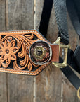 Black Nylon Horse Halter – Bronc Noseband with Western Conchos NH104