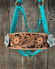 Teal Nylon Horse Halter – Bronc Noseband with Crystal Conchos NH106