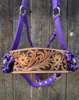 Purple Nylon Horse Halter – Bronc Noseband with Crystal Conchos NH109
