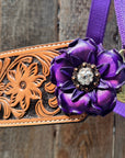 Purple Nylon Horse Halter – Bronc Noseband with Crystal Conchos NH109