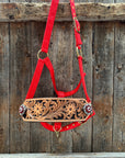 Red Nylon Horse Halter – Bronc Noseband with Crystal Conchos NH113