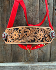 Red Nylon Horse Halter – Bronc Noseband with Crystal Conchos NH113