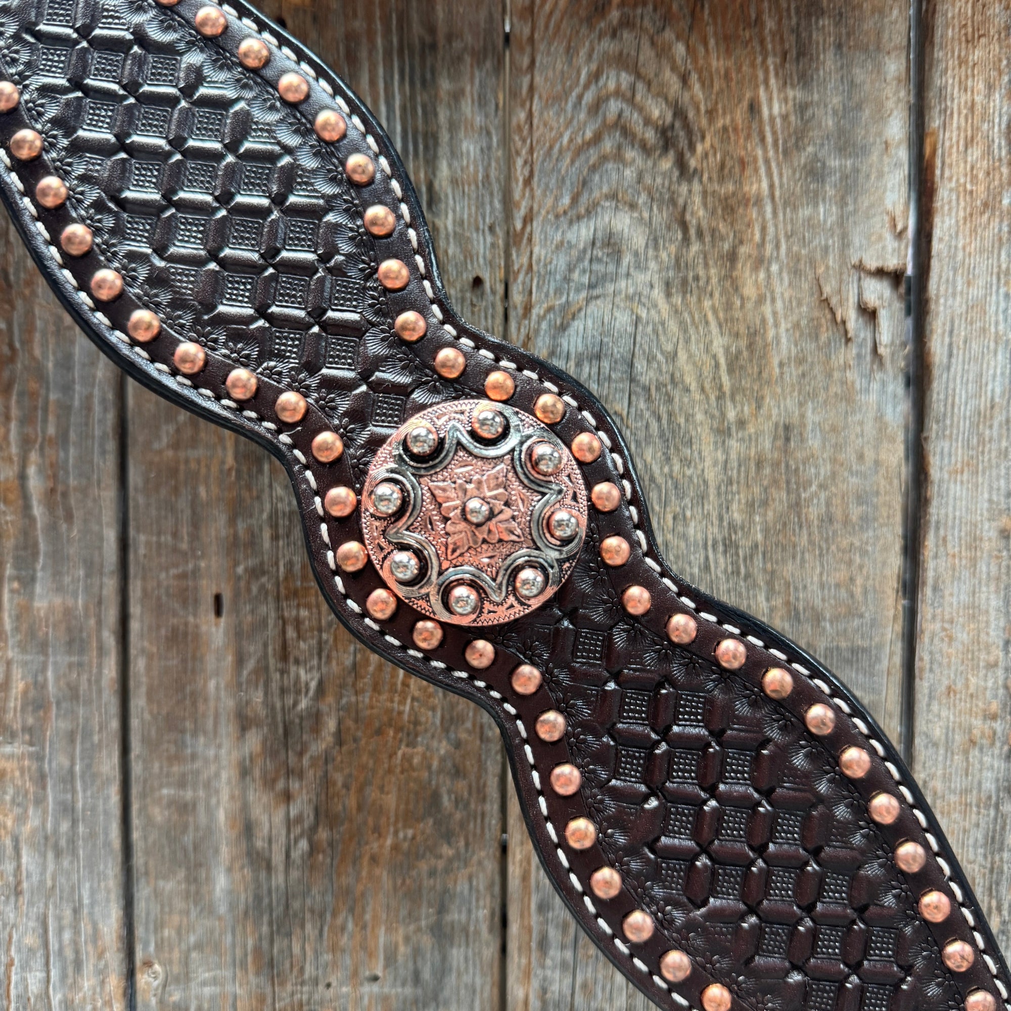Copper Dot Honeycomb Western Browband / One Ear Tack Set 