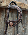 Copper Dot Honeycomb Western Browband / One Ear Tack Set 