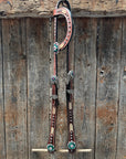 Rawhide Fuchsia, Clear and Emerald One Ear Headstall and Breastcollar Tack Set 