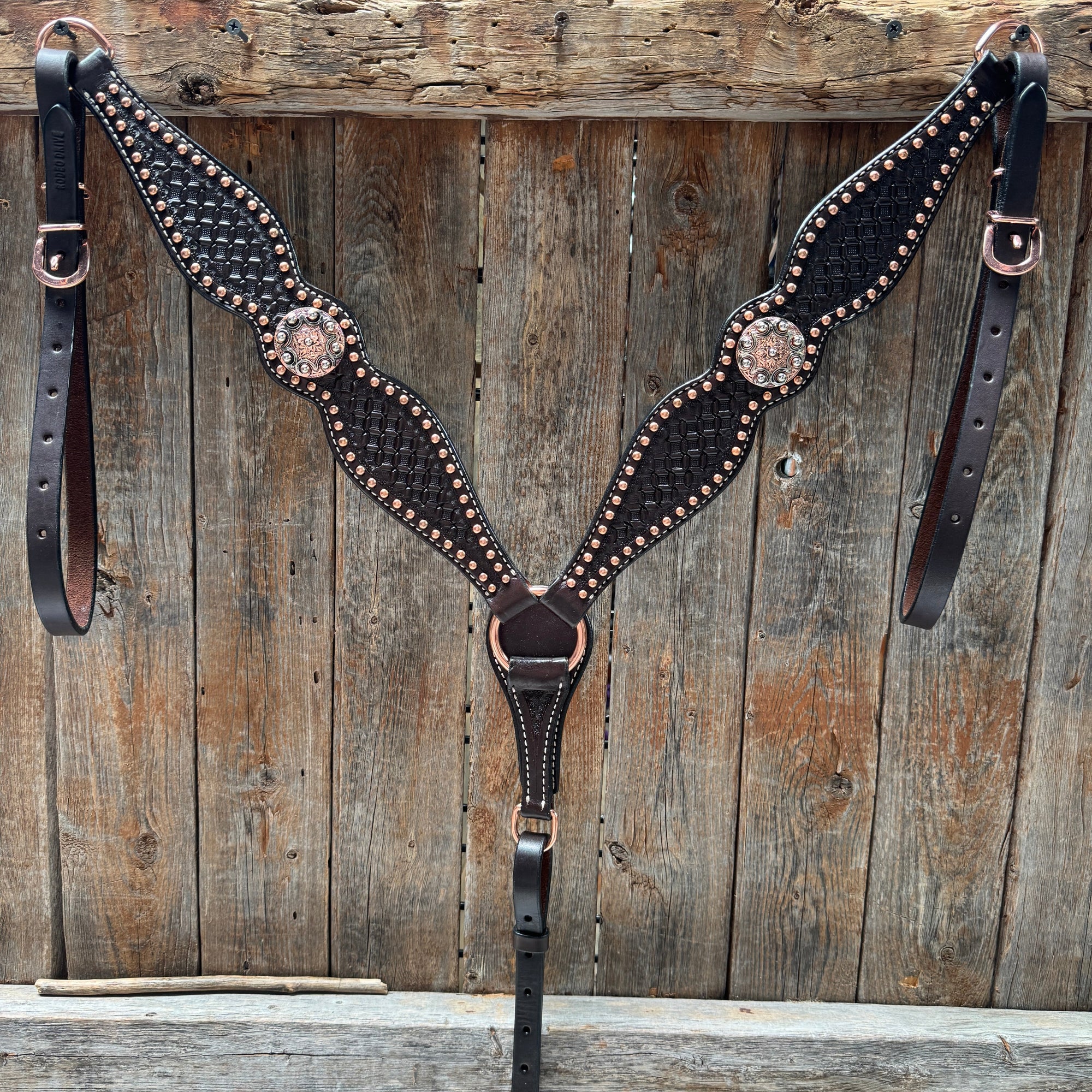 Copper Dot Honeycomb Western Browband / One Ear Tack Set 