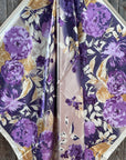 35X35"  Purple and Cream Floral Wild Rag / Scarf WR3434