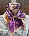 35X35"  Purple and Cream Floral Wild Rag / Scarf WR3434
