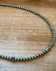 Mohave & Sterling Silver Beaded Necklace – 4 mm Sterling + 6 mm Mohave