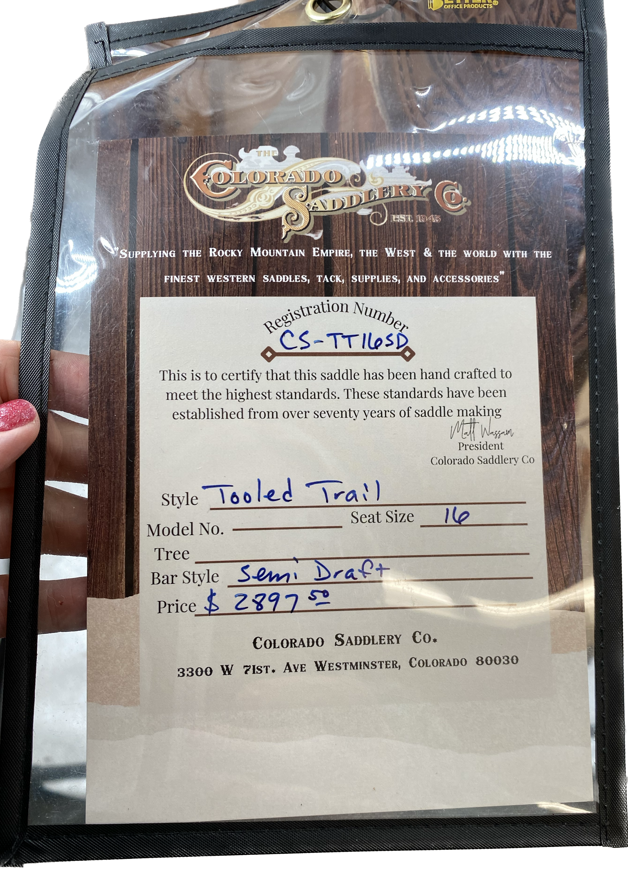 Colorado Saddlery Tooled Trail 16&quot;