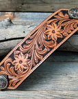 Light Oil Floral Bronc Noseband With Cactus and Flower Conchos