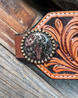 Light Oil Floral Bronc Noseband With Cactus and Flower Conchos