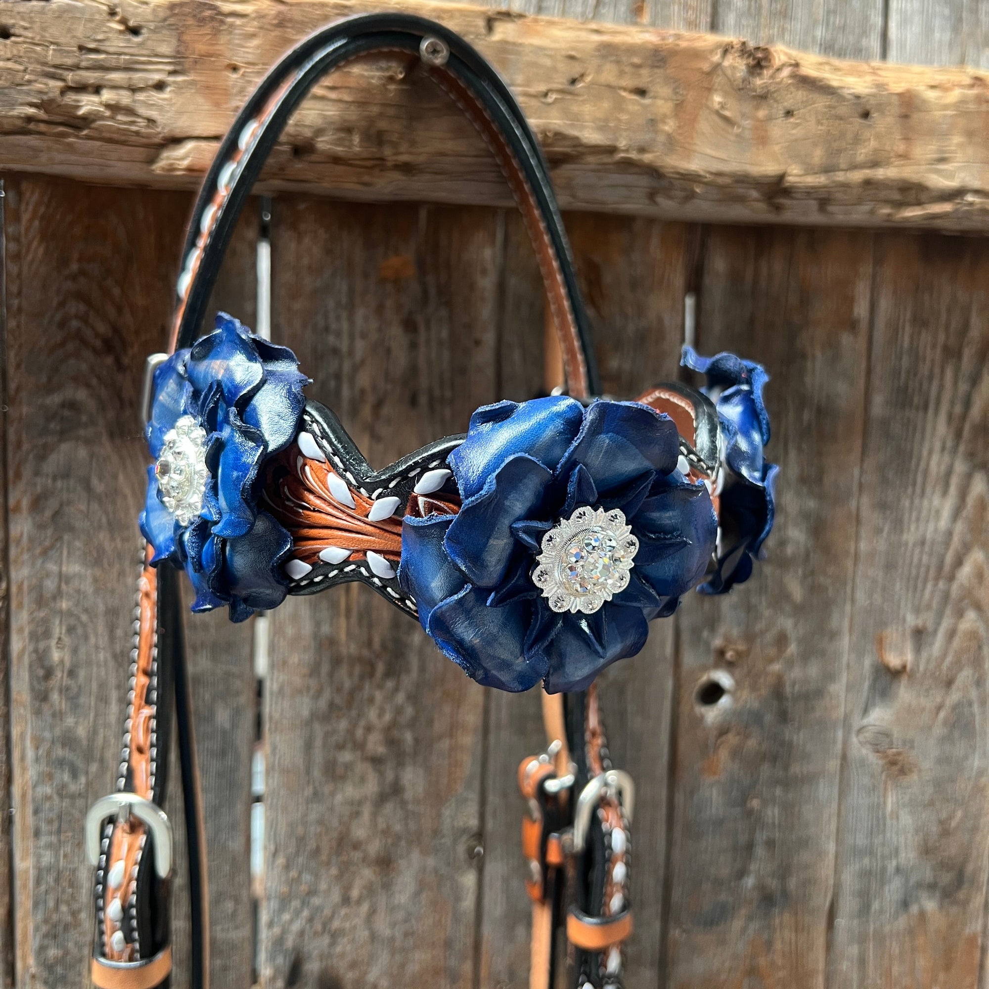 Classic Red, White and Blue Browband/One Ear Tack Set  