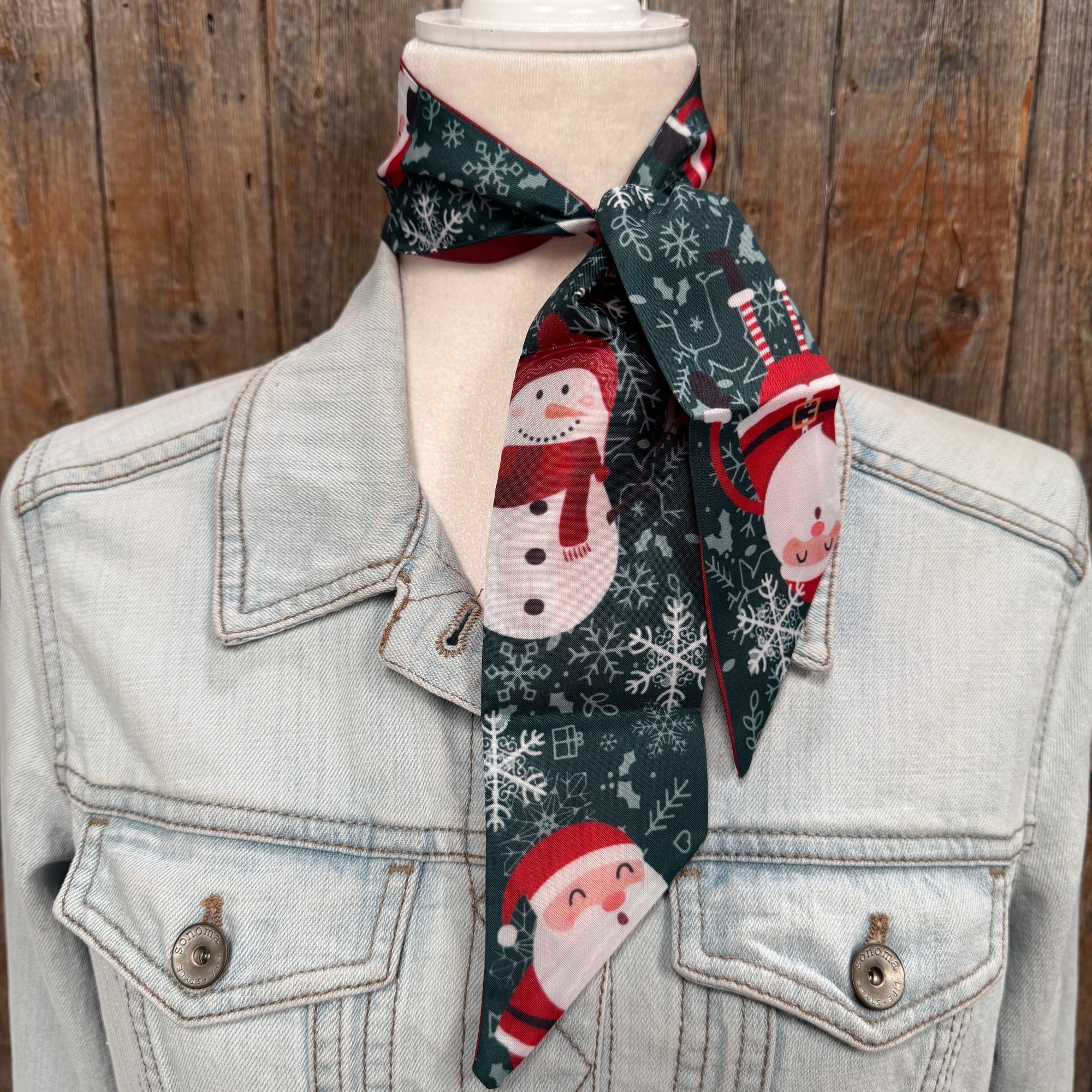 Green Holiday Western Skinny Mini Wild Rag Scarf / Cowgirl Necktie  