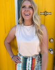 CREAM- Rowdy Studded Tank