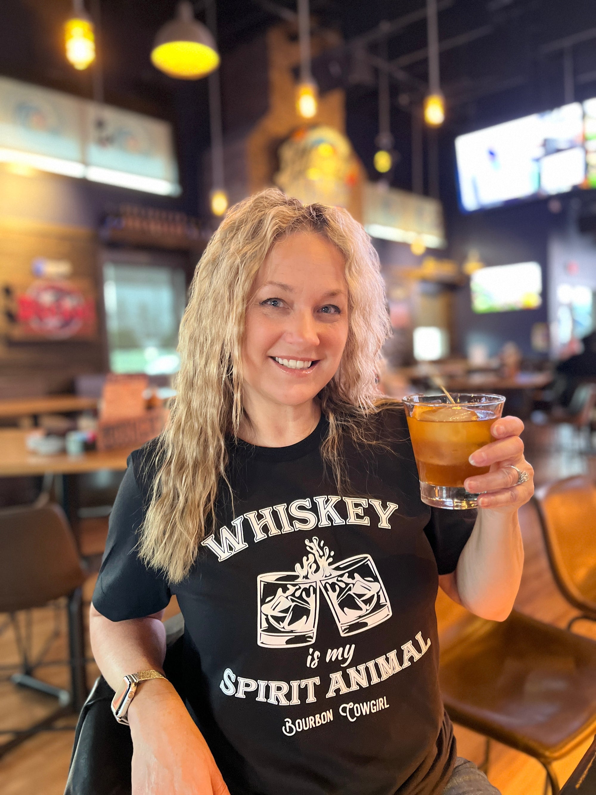 Whiskey Is My Spirit Animal Graphic Tee - Bourbon Cowgirl