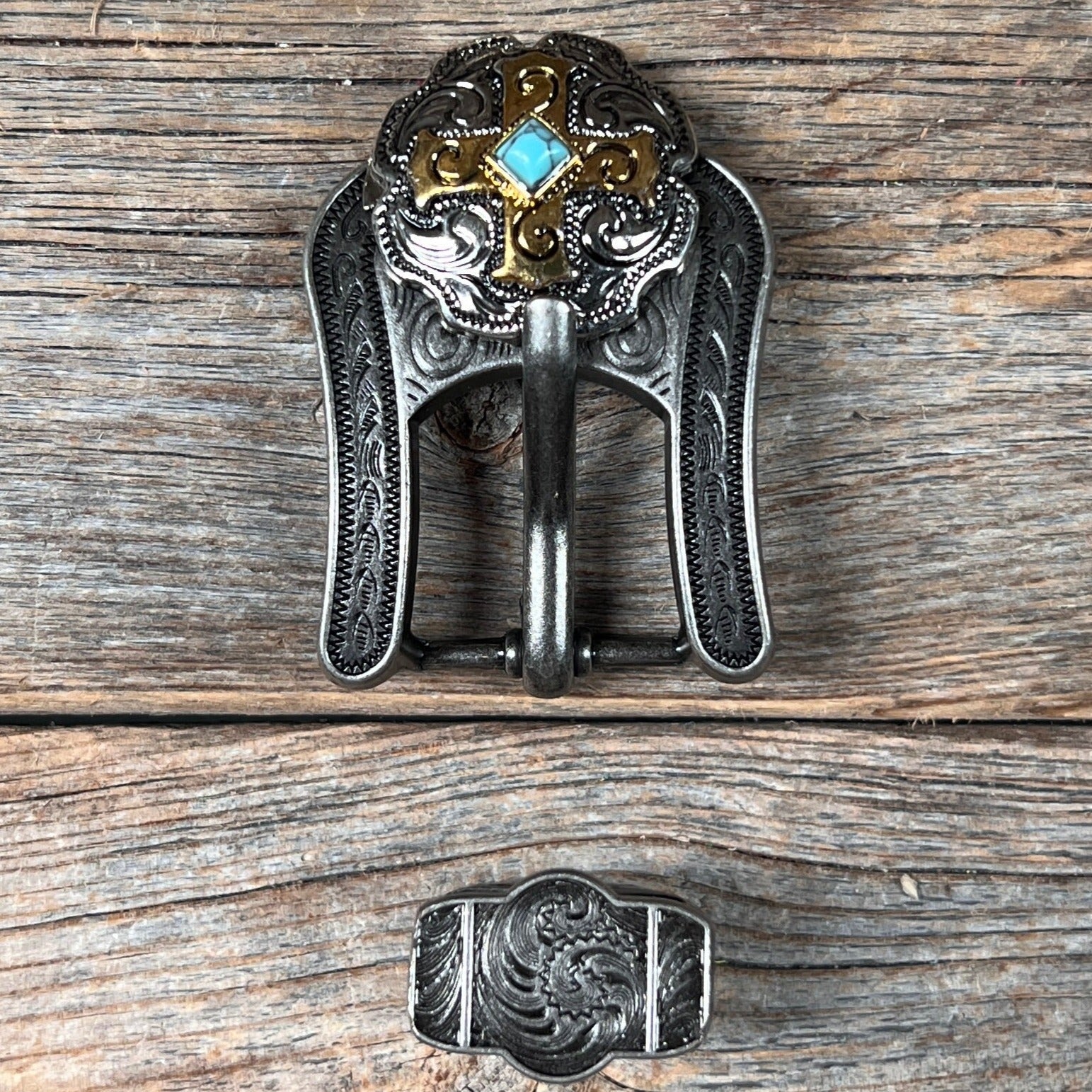Antique Silver &amp; Gold Western Concho W189