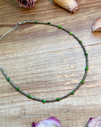 Green Turquoise Glass Seed Bead Necklace – 14 Inch