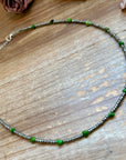 Green Turquoise Glass Seed Bead Necklace – 14 Inch