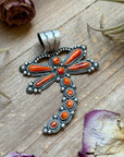 Sterling Silver Orange Spiny Oyster Dragonfly Pendant – Fits Up to 15 mm Beads – Artist Shay Pfeiffer