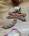Sterling Silver Orange Spiny Oyster Dragonfly Pendant – Fits Up to 15 mm Beads – Artist Shay Pfeiffer