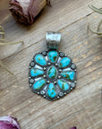 Sterling Silver Sonoran Mountain Turquoise Cluster Pendant – Fits Up to 15mm Beads – Artist Shay Pfeiffer