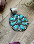 Sterling Silver Sonoran Mountain Turquoise Cluster Pendant – Fits Up to 15mm Beads – Artist Shay Pfeiffer
