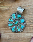 Sterling Silver Sonoran Mountain Turquoise Cluster Pendant – Fits Up to 15mm Beads – Artist Shay Pfeiffer