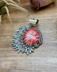 Sterling Silver Red Spiny Oyster Chief Head Pendant – Handmade by Artist Shay Pfeiffer