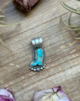 Sterling Silver Kingman Turquoise Cowboy Boot Pendant – Handmade by Artist Shay Pfeiffer