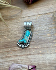 Sterling Silver Kingman Turquoise Cowboy Boot Pendant – Handmade by Artist Shay Pfeiffer