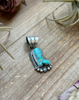 Sterling Silver Kingman Turquoise Cowboy Boot Pendant – Handmade by Artist Shay Pfeiffer