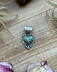 Sterling Silver Pilot Mountain Turquoise Heart Pendant – Handmade by Artist Shay Pfeiffer